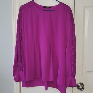 Long sleeve blouse with lace detail on sleeves